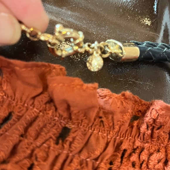 J. Crew Gold & Faux Leather Braided Short Retro Necklace, EUC - Picture 7 of 7